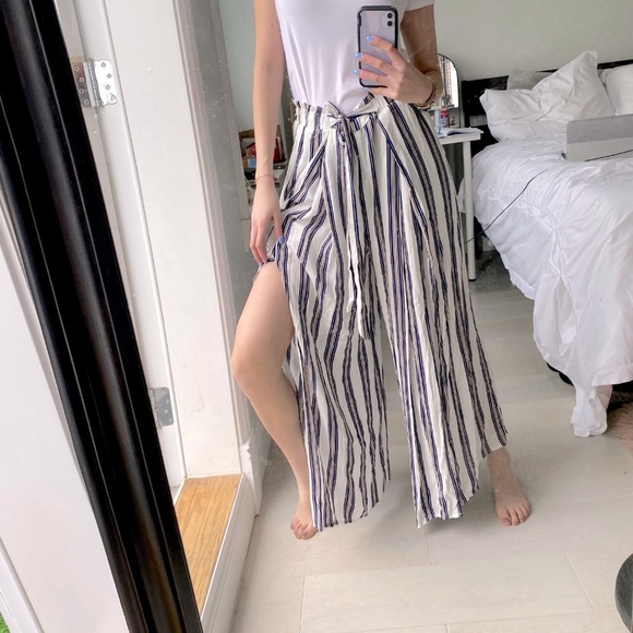 Stripe Wide Leg Trousers with Removable Belt - Picture 5 of 5